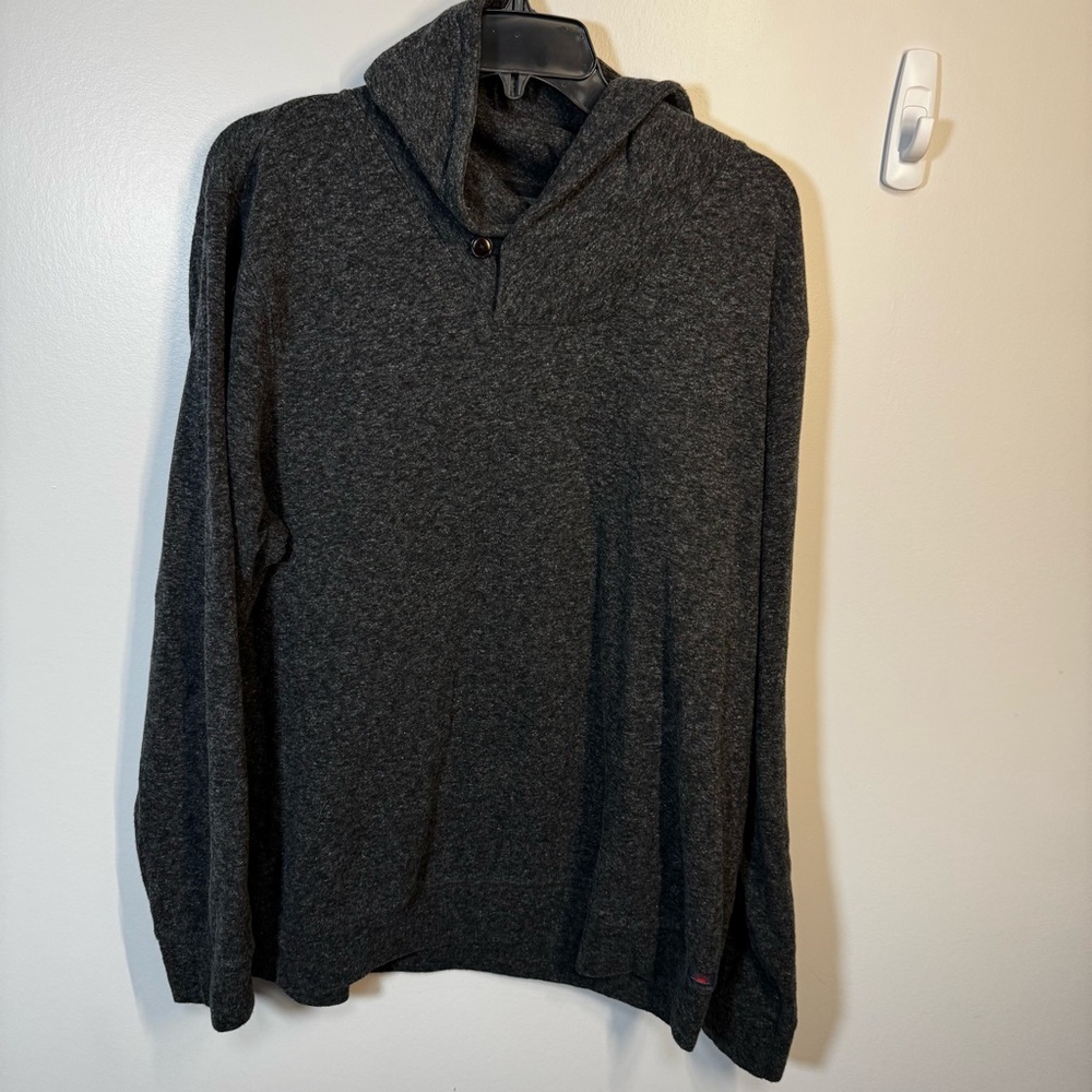 FAHERTY Long Sleeve Organic Cotton Shawl Button Neck Collar Pullover Sweater XL